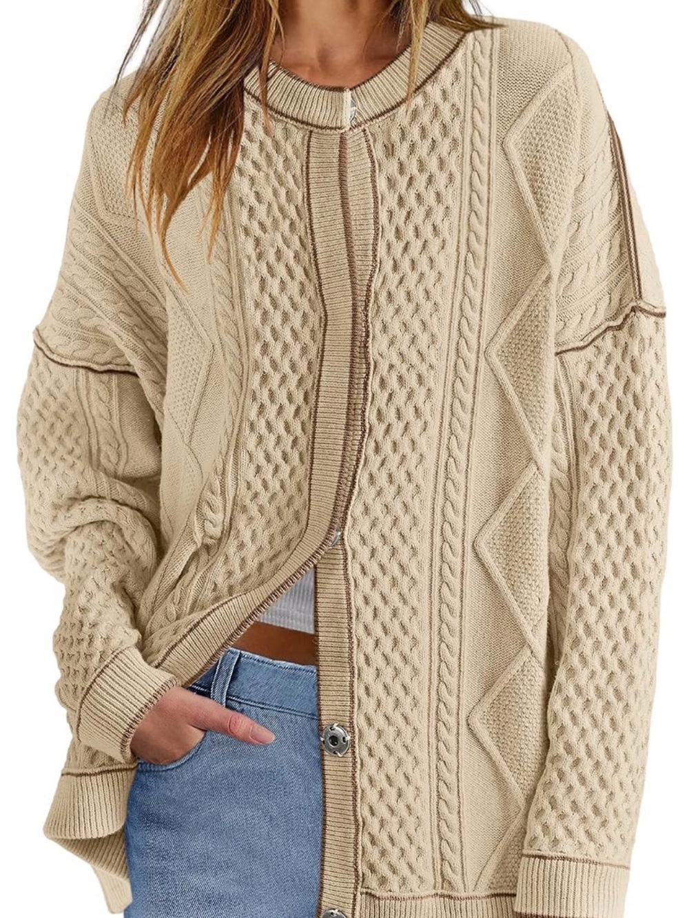 Free People Like We The Free Tennessee Cable Knit Button-Front Cardigan Small